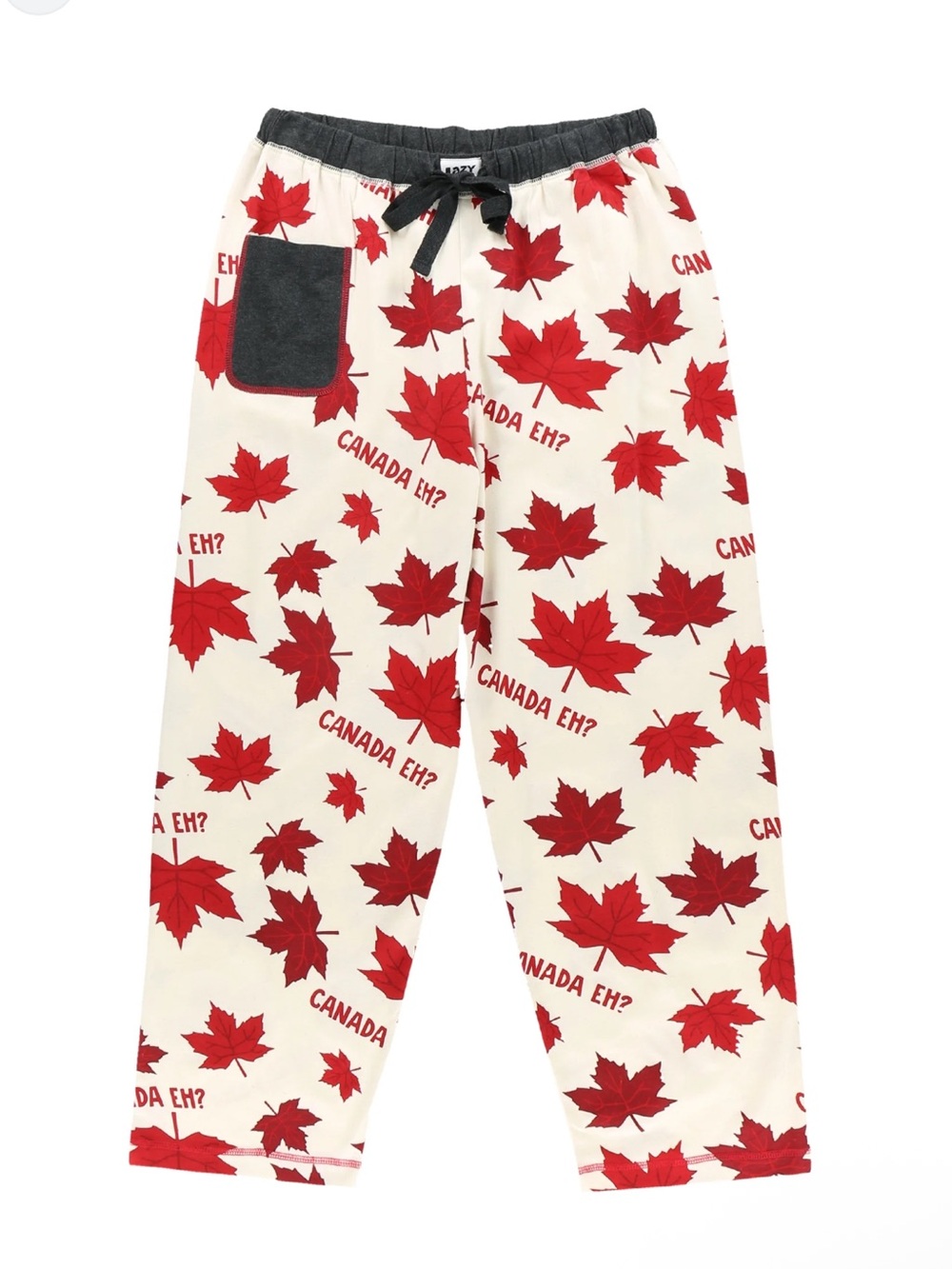 Lazy One Canada Maple Leaf Print Pajama Pants - Red on Cream
